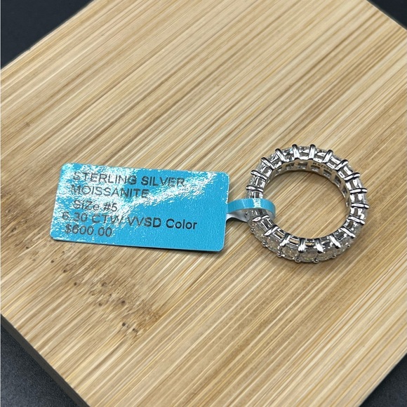 925 Sterling Silver 6.30CT MOISSANITE eternity band ring size 5 - Picture 11 of 17